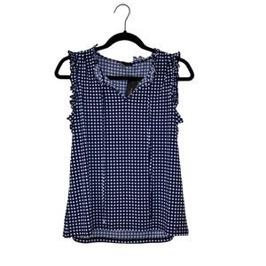 Tommy Hilfiger Gingham Ruffle Cap Sleeve Blouse NWT